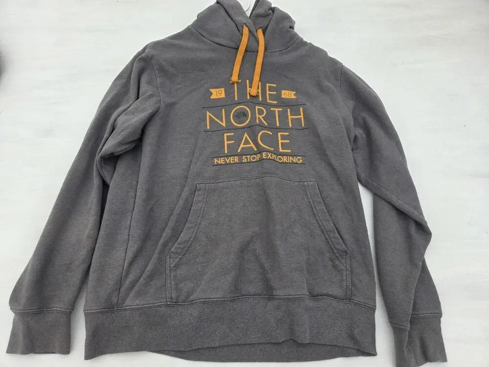 The North Face Mens Hoodie Sweatshirt Large Gray Pullover Graphic Logo READ